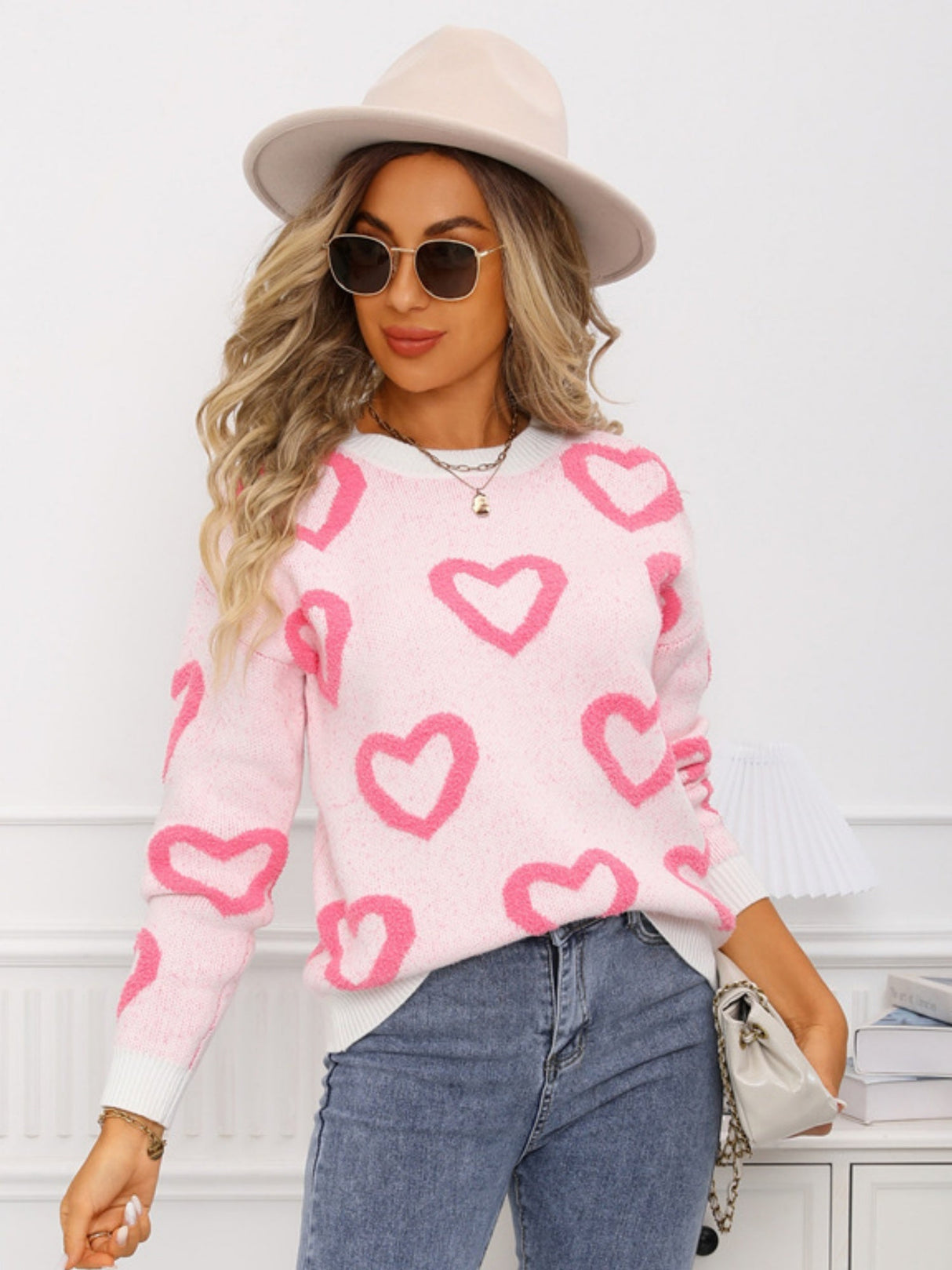 Love Valentine's Day Color-blocked Knitted Sweater