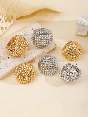 Retro Geometric Openwork Beaded Metal Jewelry Set