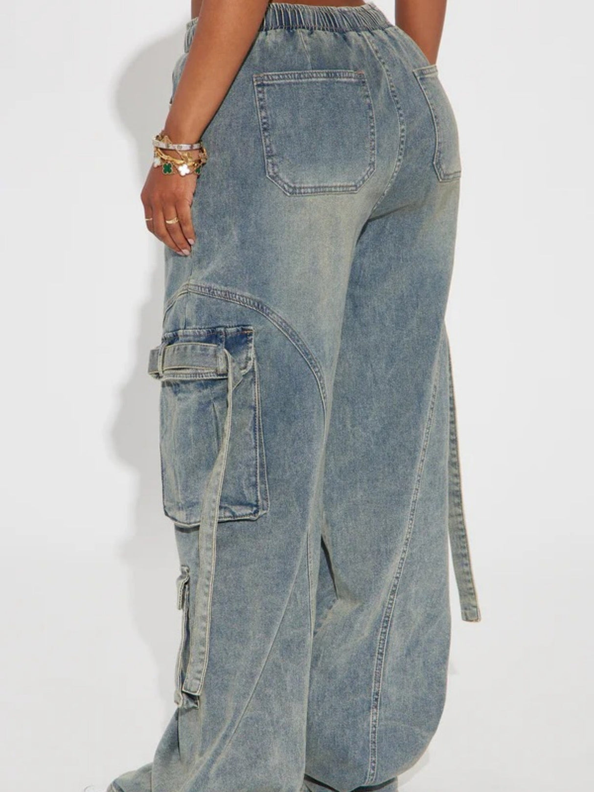 Y2k Cargo Trousers Straps Jeans