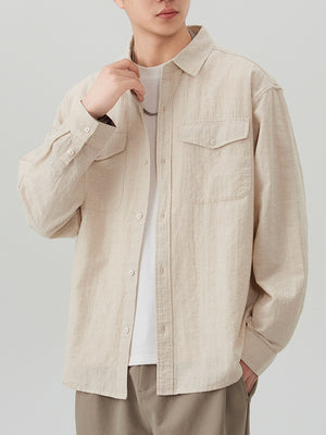 Flax Color-blocked Pattern Shirts