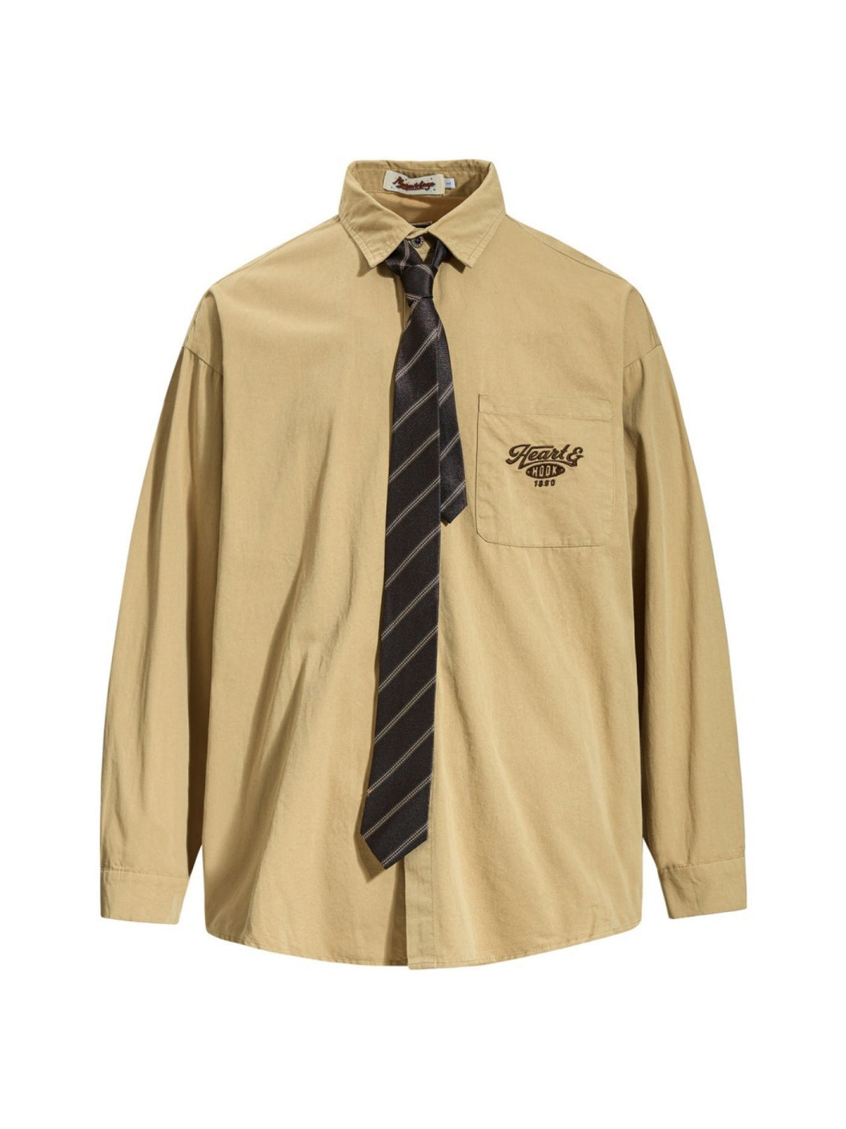 Liber Autumn Neutral wear Tie Plaid Shirts
