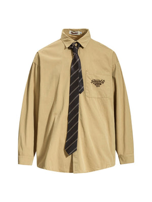 Liber Autumn Neutral wear Tie Plaid Shirts