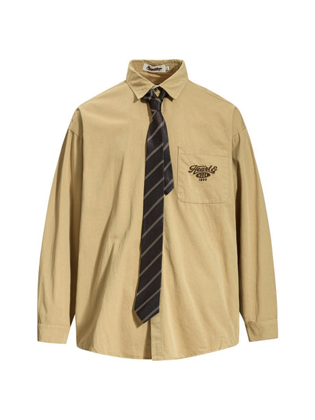Liber Autumn Neutral wear Tie Plaid Shirts