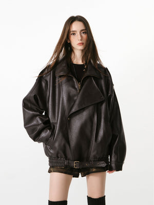 Veste de moto vintage en similicuir