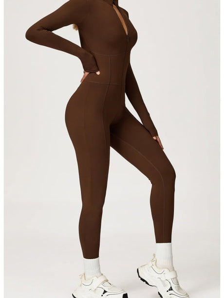 Long-sleeved Stand Collar Fleece Keep Warm High Elasticity Waist Slimming And Shaping Yoga Fitness Outdoor Jumpsuits/pants