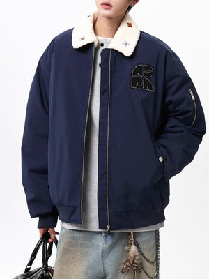 Lapel Embroidery Black Flight Jackets