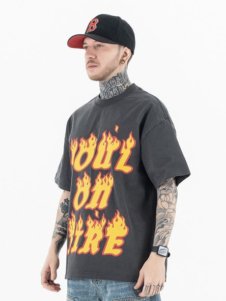 Liber Summer Men's Printed Letter T-shirts