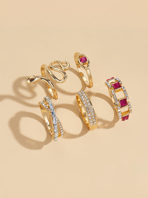 Diamond-encrusted Snake Ring Set