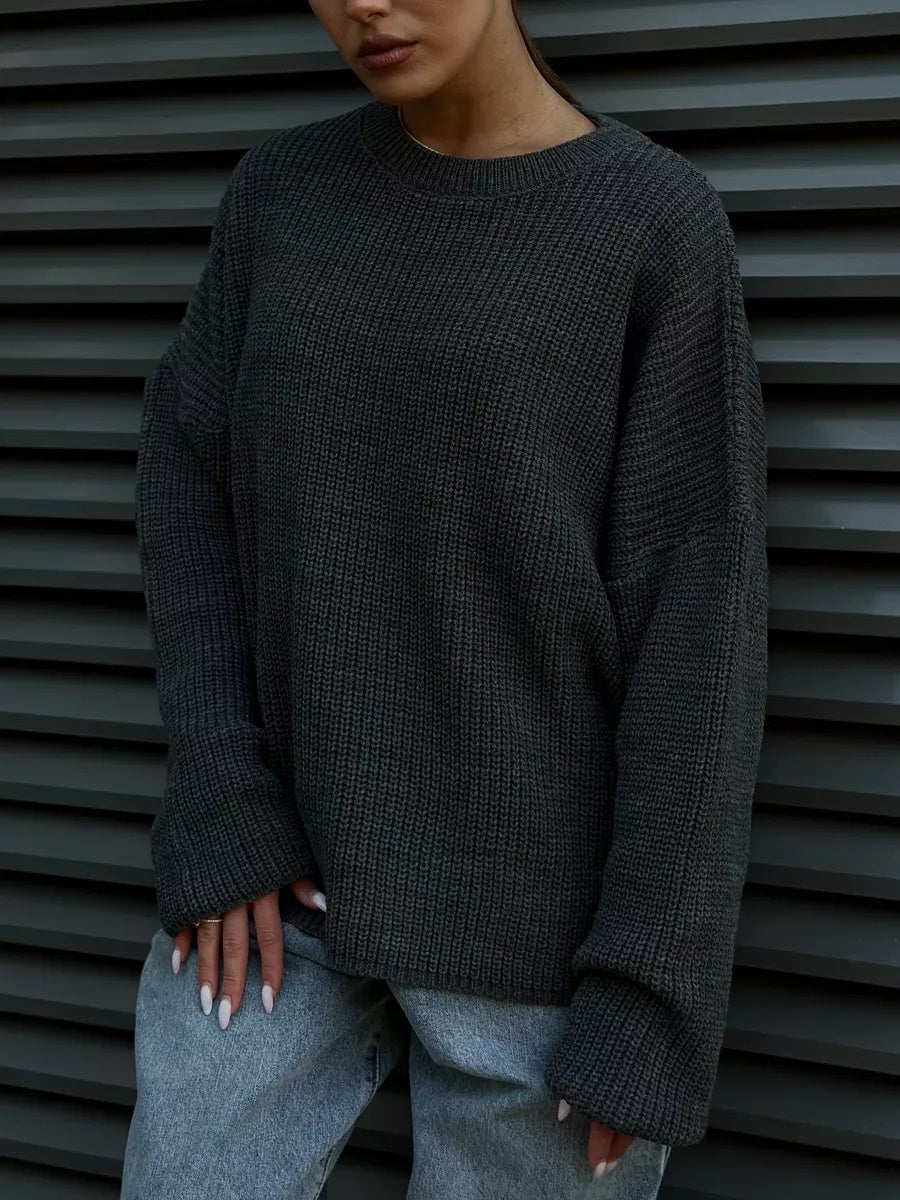 Liber Autumn women's plain solid color pullover long-sleeved sweater