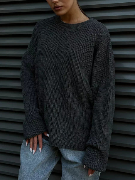 Liber Autumn women's plain solid color pullover long-sleeved sweater