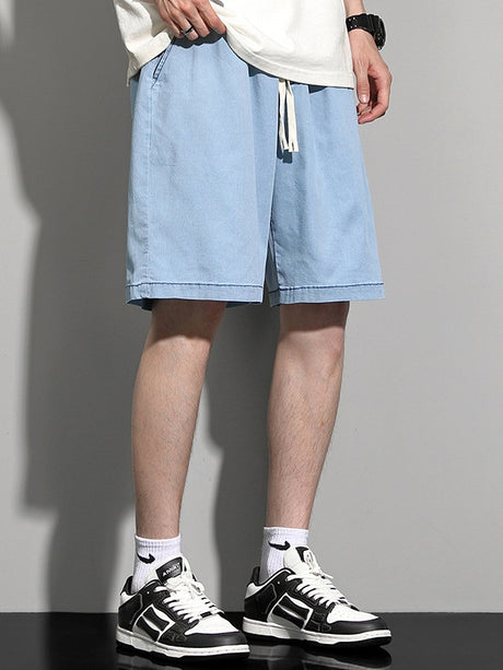 Loose-fit Straight-fit Five Points Denim Shorts