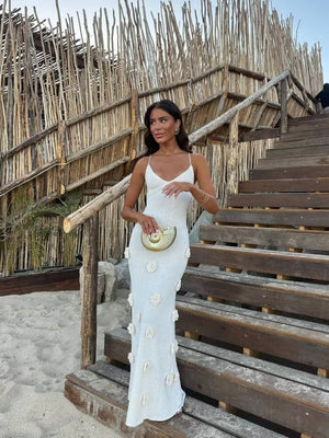 Liber Intellectual Style Women's Splicing Embroidered Pattern Midi Dresses