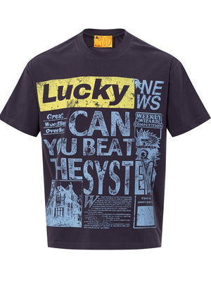 Retro Newspaper Letter Printed T-shirts