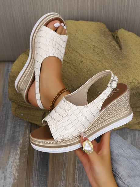 Stone-patterned Wedge Platform Sandals