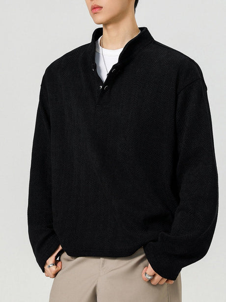 Henry's Collar Jacquard Collarless Sweatshirt