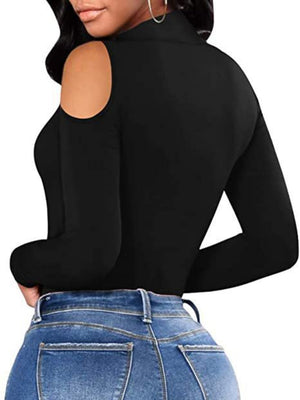 Off-shoulder High-neck Thong Bodysuit Top