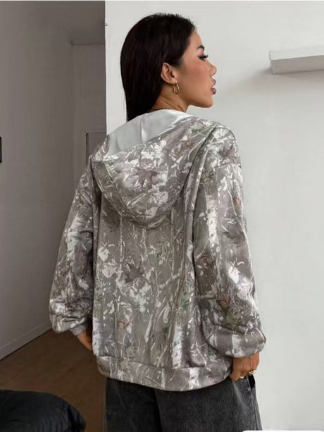 Cardigan Street Style Camouflage Full Print Hooded Jacket Loose Daily Casual Jacket