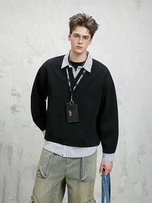 Design Fake Two Pieces Stripes Sports Casual Sweatshirts