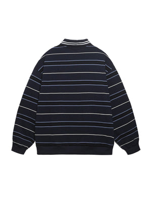 Liber Autumn Neutral wear Embroidery Stripes Polo Shirts