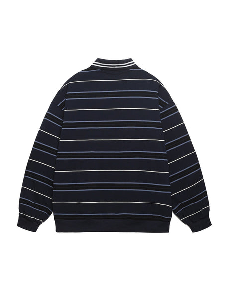 Liber Autumn Neutral wear Embroidery Stripes Polo Shirts