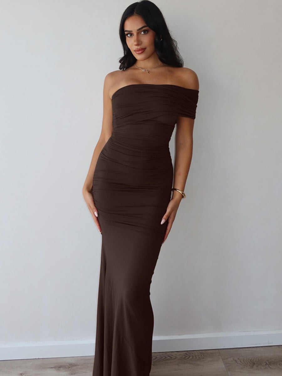Slit Off-shoulder Hip-hugging Formal Dress Maxi Dresses