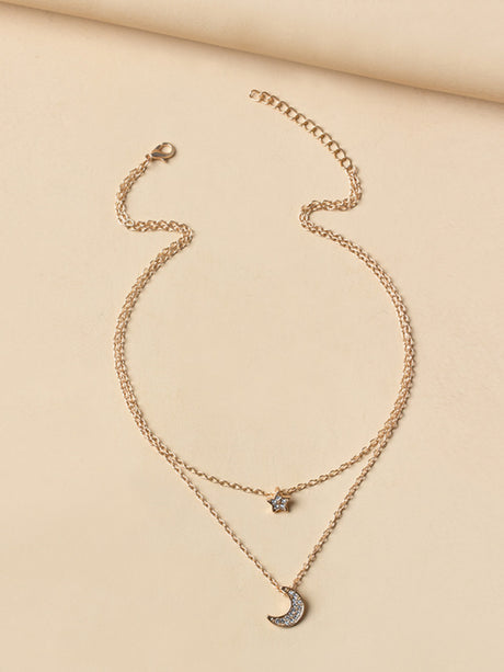 Star And Moon Pendant Multi-Layer Necklace