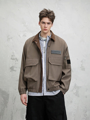 Leisure Multiple Pockets Wasteland Style Retro Lapel Work Jacket