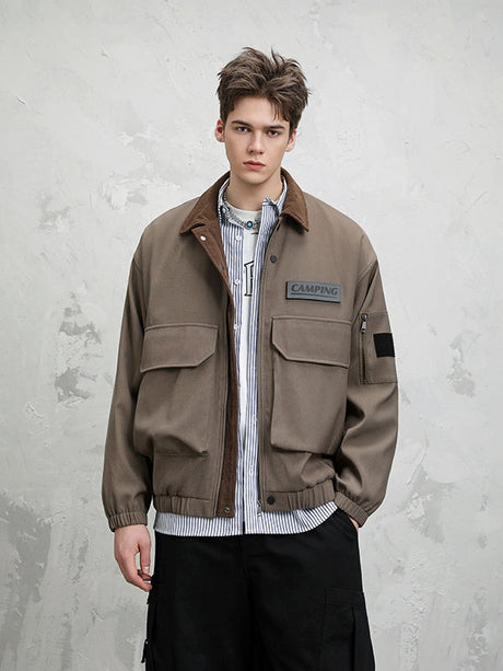 Leisure Multiple Pockets Wasteland Style Retro Lapel Work Jacket