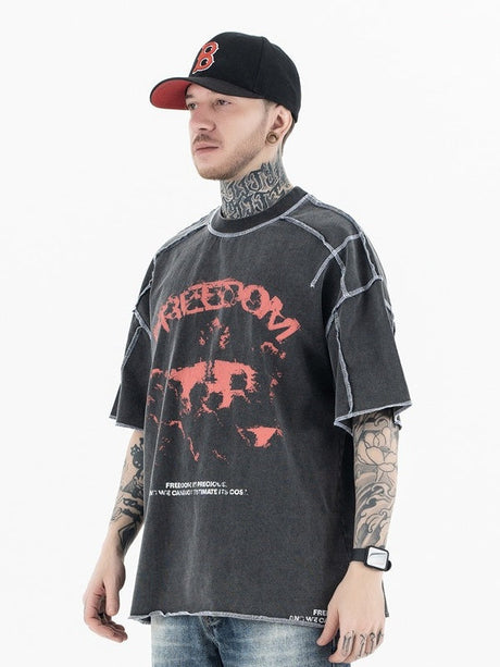 Liber Summer Men's Printed Letter T-shirts