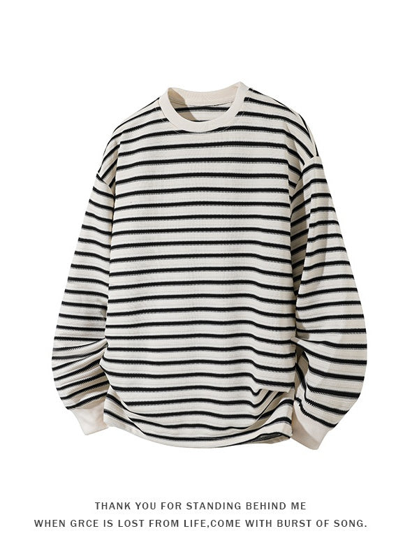 T-shirt rayé à manches longues et coupe décontractée