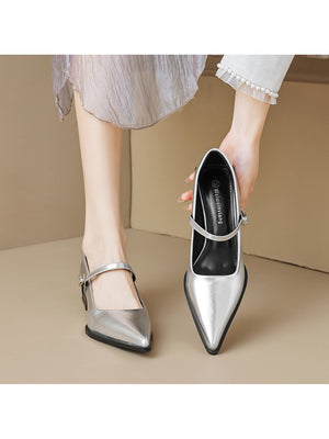 Liber Spring and Autumn Metallic Women's Mary Jane Shoes