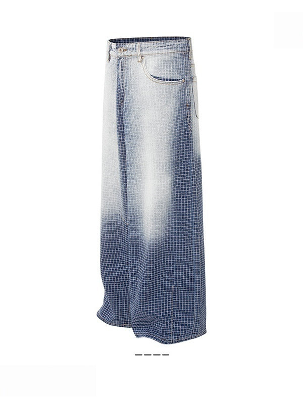 Baggy Washing Gradient Mesh Jeans