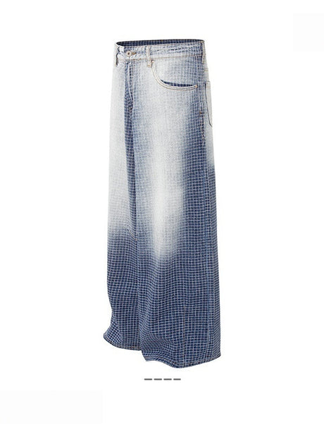 Baggy Washing Gradient Mesh Jeans