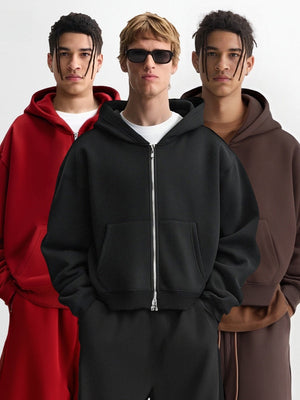 Casual Style Loose Short Style Zipper Hoodies