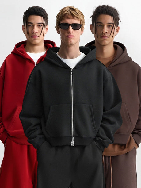 Casual Style Loose Short Style Zipper Hoodies