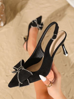 Escarpins à nœud en strass