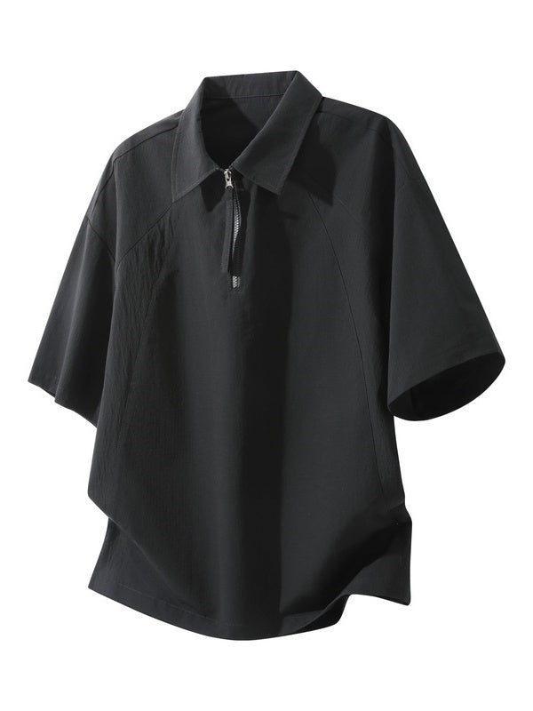 Cotton And Linen Breathable Pleated POLO Shirt