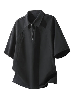 Cotton And Linen Breathable Pleated POLO Shirt