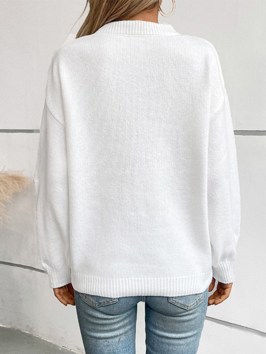 American Flag Jacquard Hood Crew Neck Sweaters