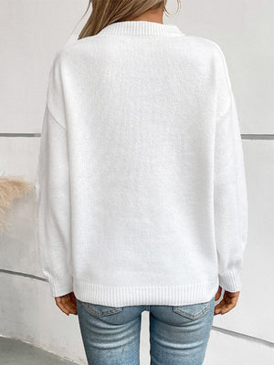 American Flag Jacquard Hood Crew Neck Sweaters