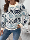 Christmas Snowflake Retro Round Neck Bottoming Top Sweater