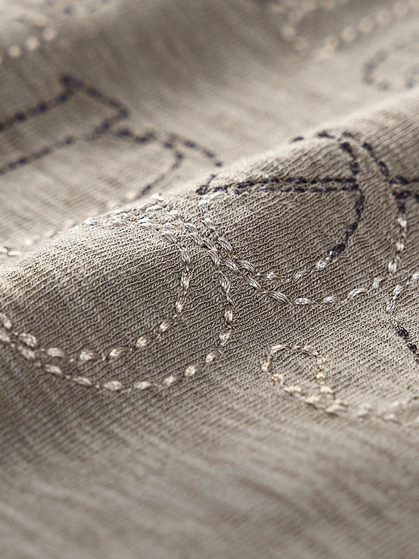 Liber Autumn Neutral wear Embroidery Letter T-shirts