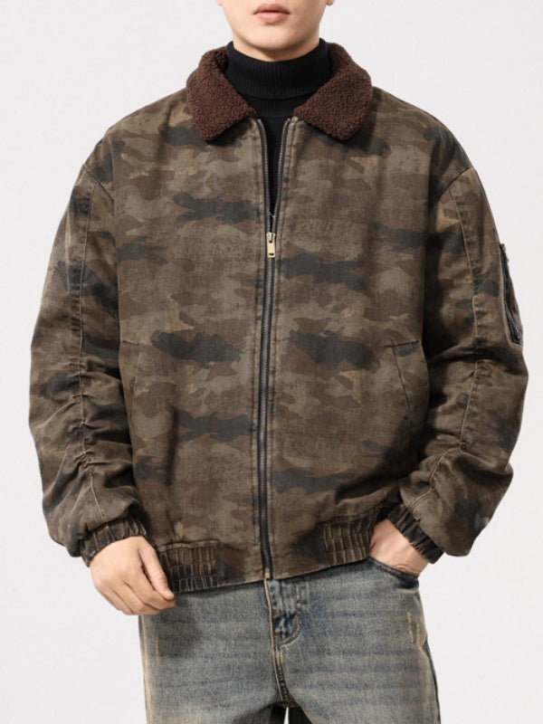 Vestes camouflage amples à doublure sherpa extra épaisse