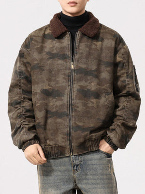 Vestes camouflage amples à doublure sherpa extra épaisse