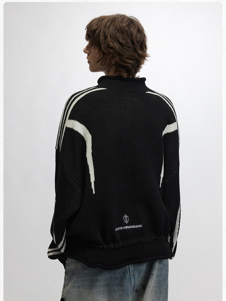 Color Matching Half Zipper Sweater