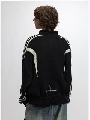 Color Matching Half Zipper Sweater