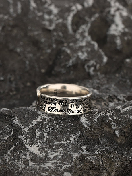 Retro Literature And Art Graffiti Letter Rings