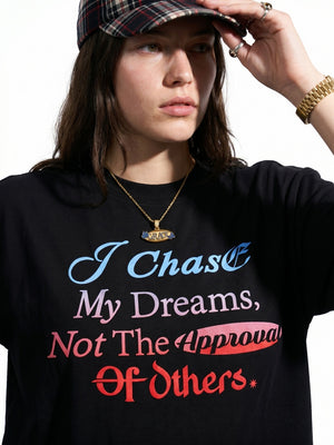 Gradient Letter Printed Oversize T-shirts
