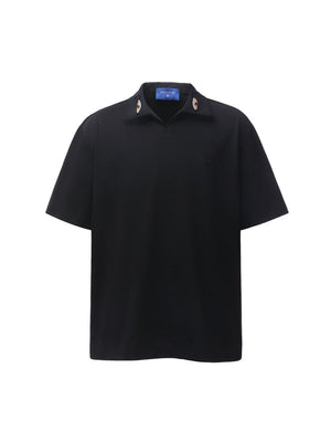 Notch-Collar Embroidery Gradient Polo Shirts