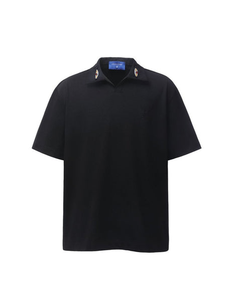 Notch-Collar Embroidery Gradient Polo Shirts